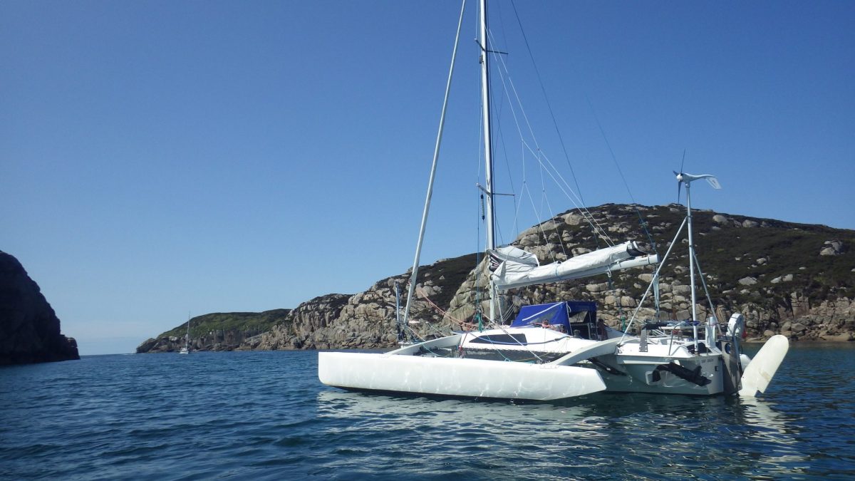 Yacht at anchor Tinkers Hole Erraid