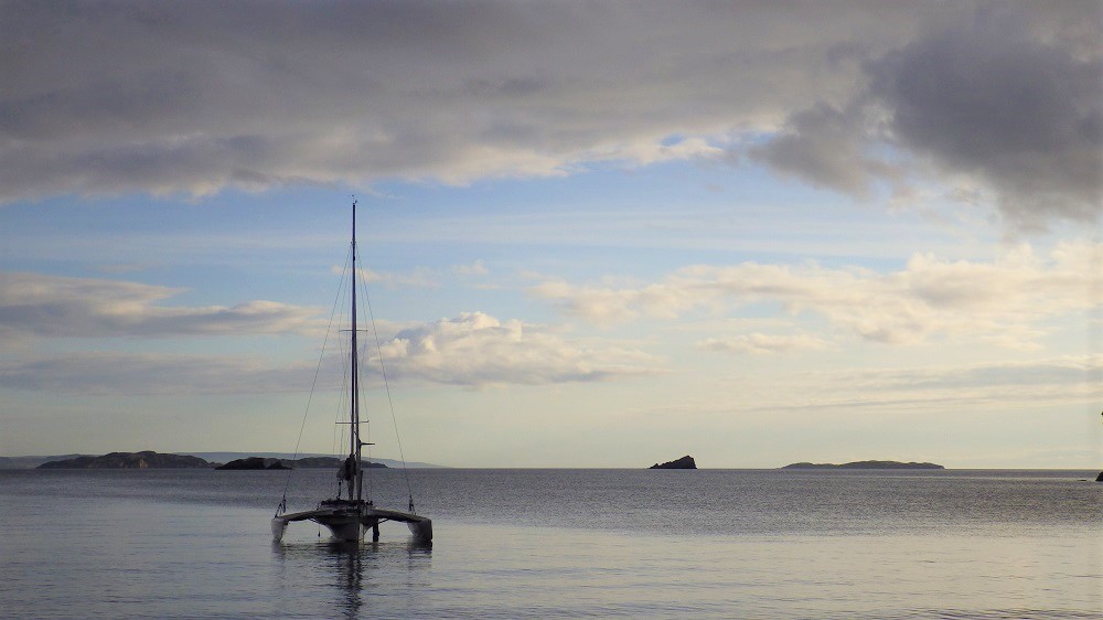 Yacht at anchor Summer Isles Scotland