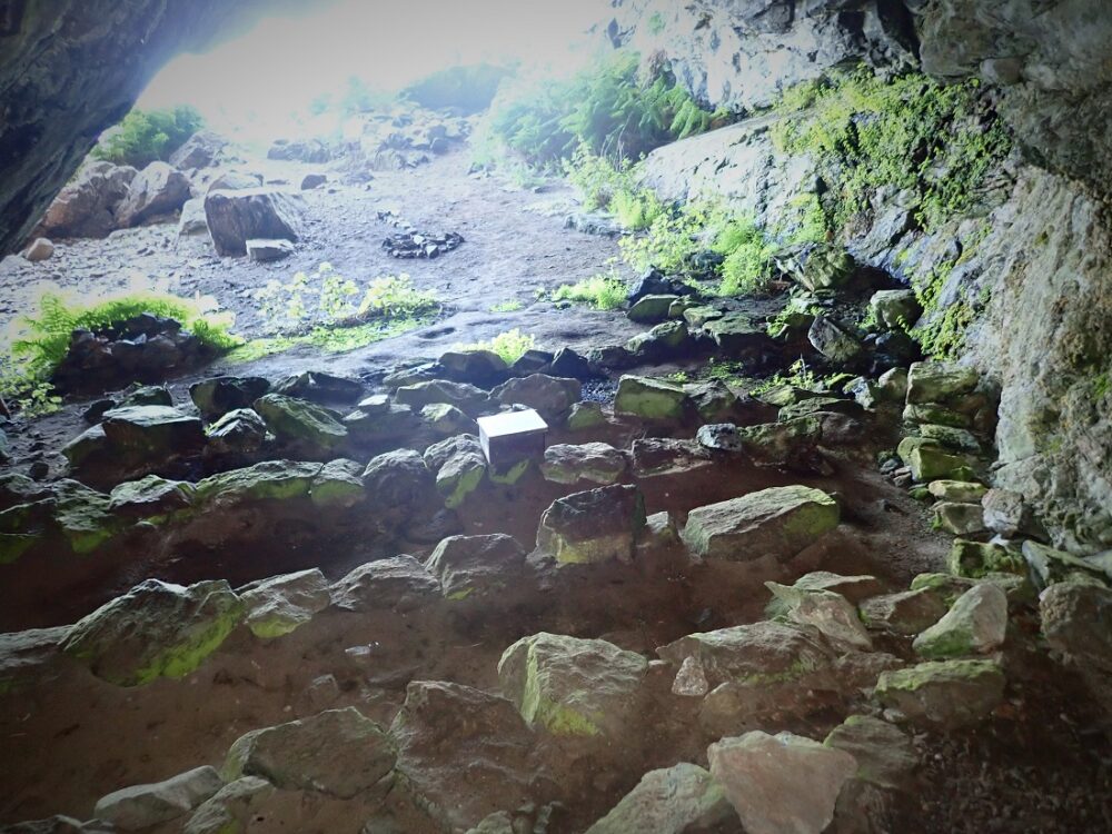 Sone pews Church cave Scottish Island of Rona