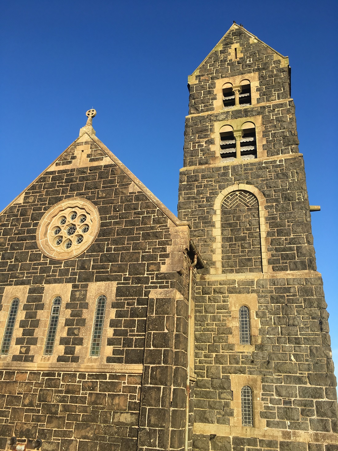 St Edwards church on island of Sanday in bright sunshine